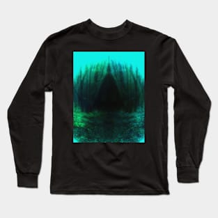 Special processing. Trail to the dark forest, where monster live. Aqua. Light borders. Long Sleeve T-Shirt